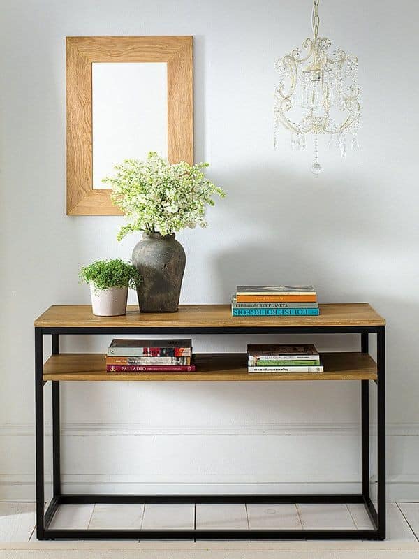 Consola Doble Cubierta Oak Loft Lenga – Mesa Arrimo de Madera y Metal Estilo Industrial