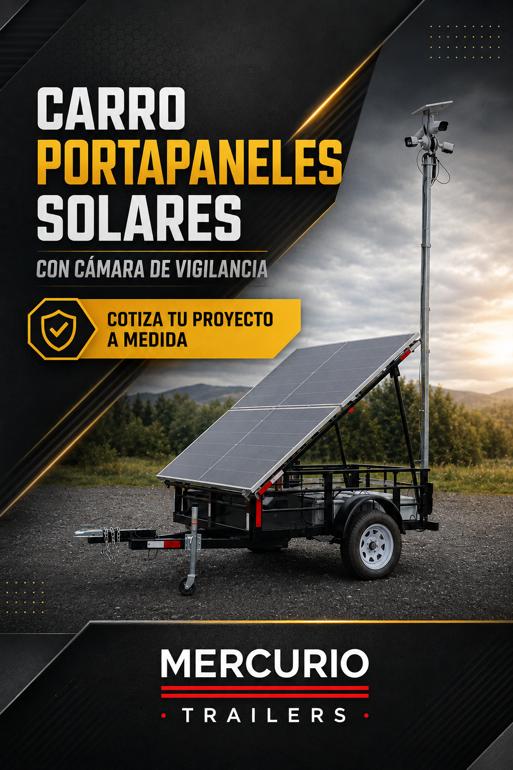Carro Portapaneles Solares con Mástil para Cámara de Vigilancia