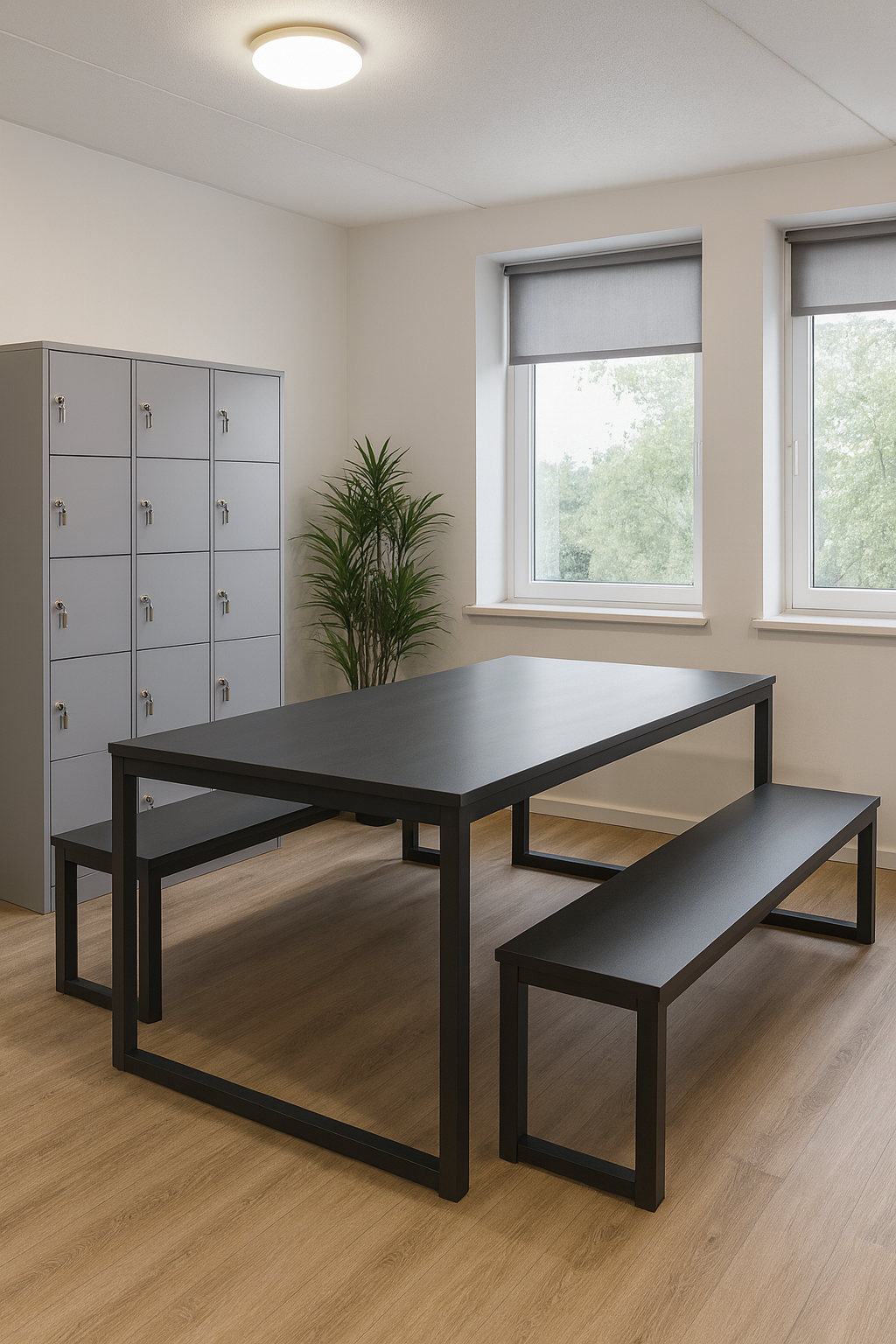 Comedor de Terraza Orio Black Pino – Mesa Exterior de Madera y Metal Moderna