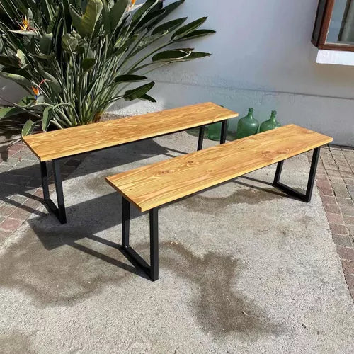 Set de 2 Bancas de Pino Macizo de 100cm para Comedor o Terraza