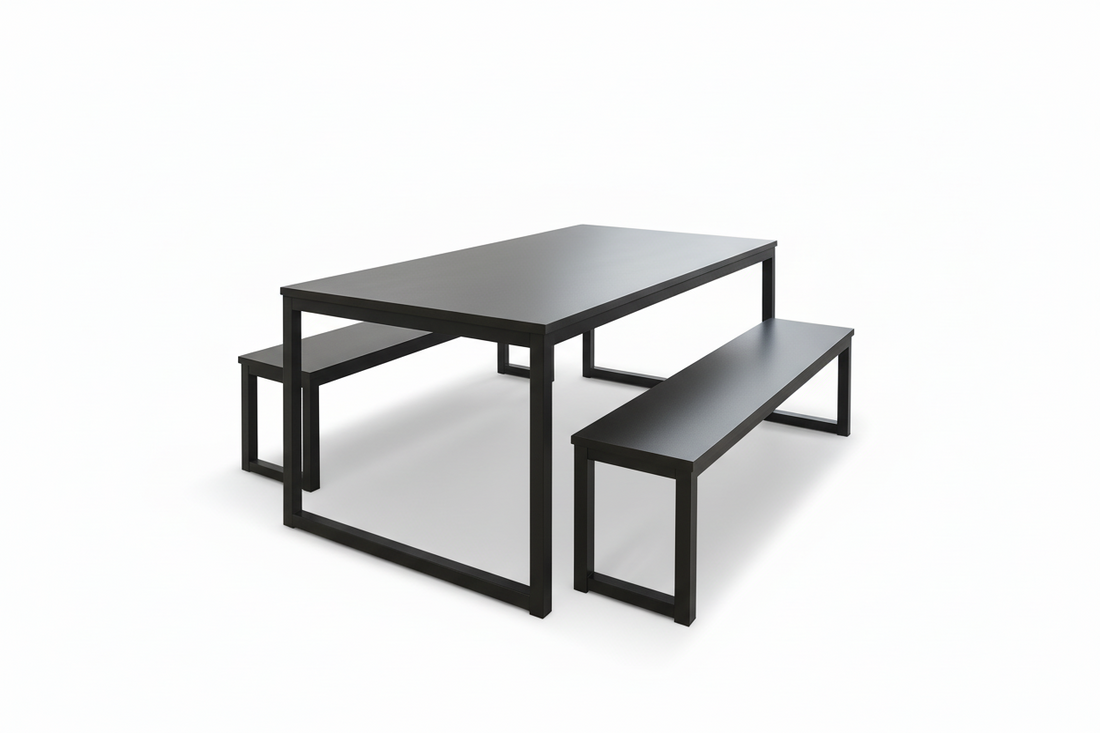 Comedor de terraza Orio Black de madera y metal