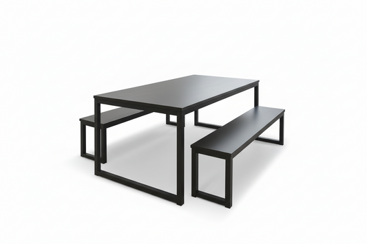Comedor de terraza Orio Black de madera y metal