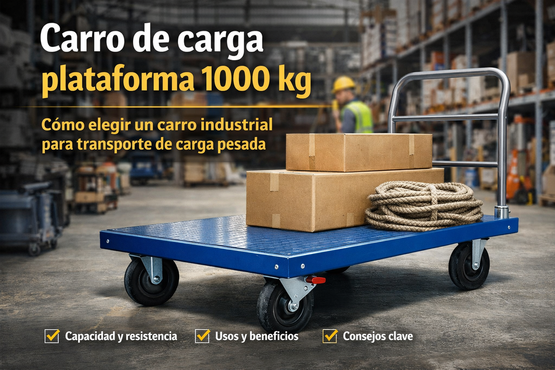 Carro de carga plataforma 1000 kg: cómo elegir un carro industrial para transporte de carga pesada