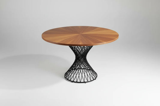 Mesa de comedor redonda Lyon de madera y metal