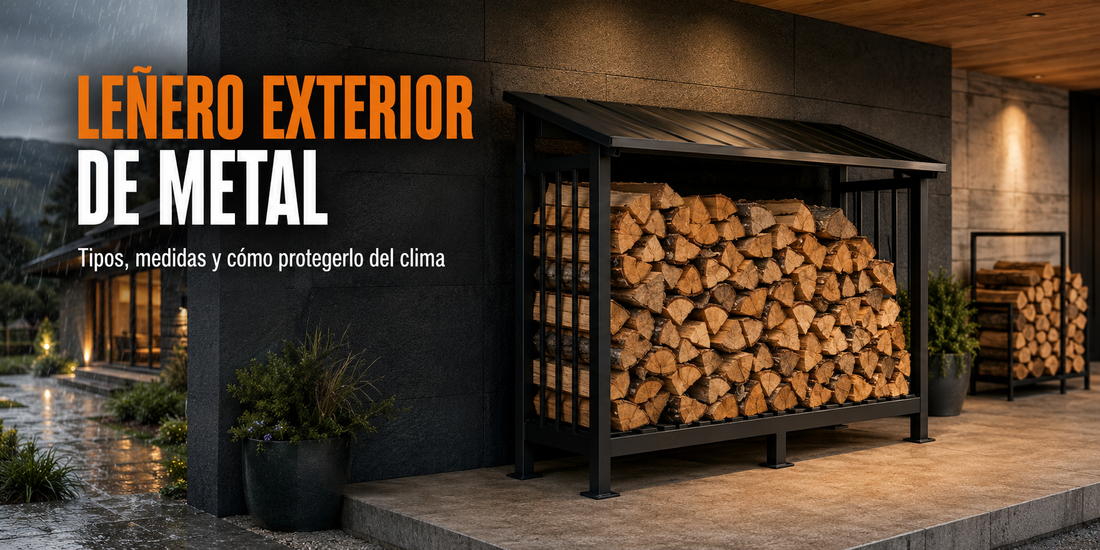Leñero exterior de metal: tipos, medidas y cómo protegerlo del clima