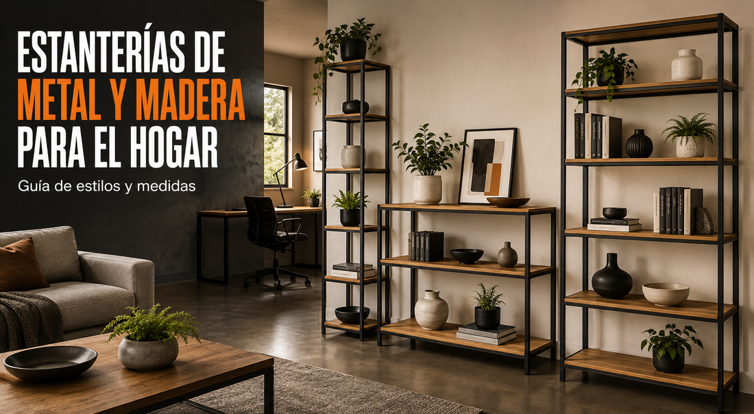 Estanterías de metal y madera para el hogar: guía de estilos y medidas