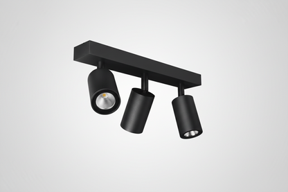 Aplique Foco Triple Negro GU10 con Ampolletas – Iluminación Moderna Direccionable