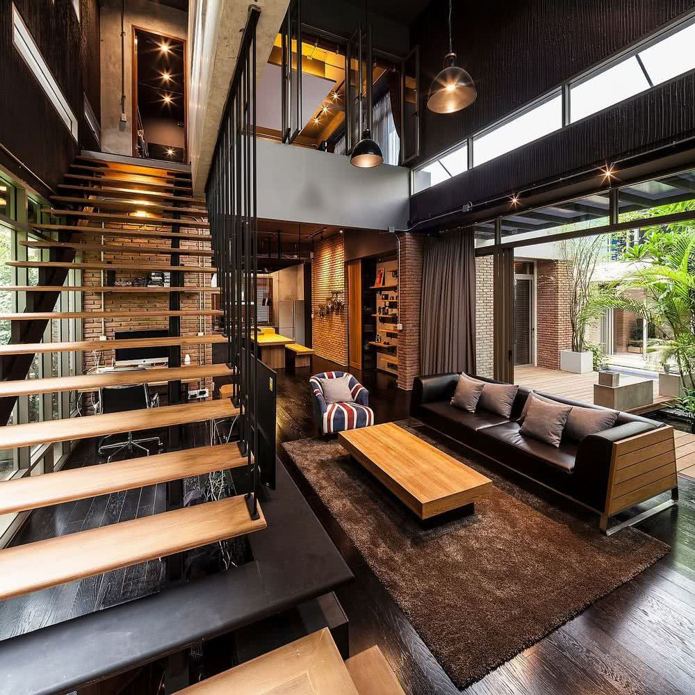 estilo loft, muebles madera metal