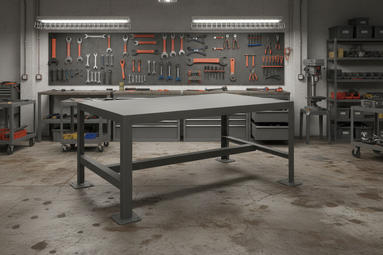 Mesón de Trabajo Metálico Industrial MT2180 | Banco de Taller Reforzado