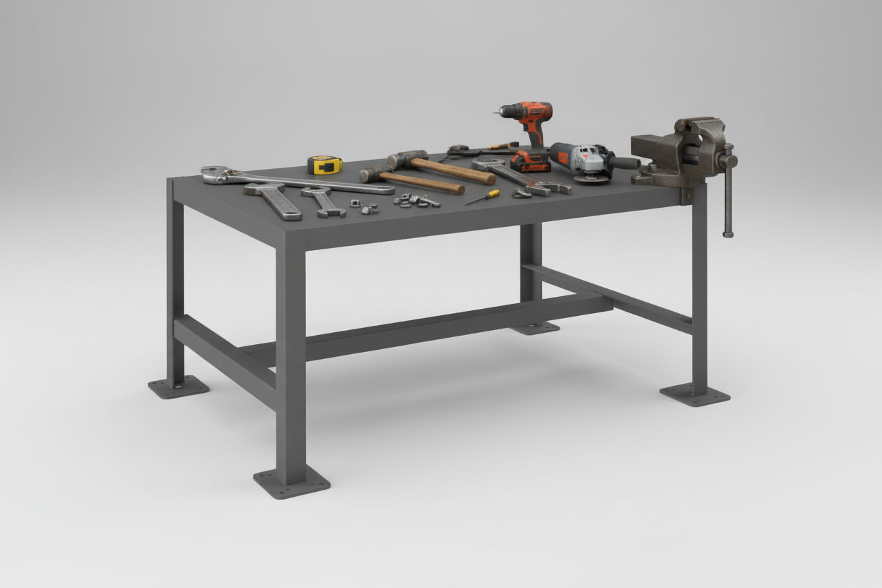 Mesón de Trabajo Metálico Industrial MT2180 | Banco de Taller Reforzado