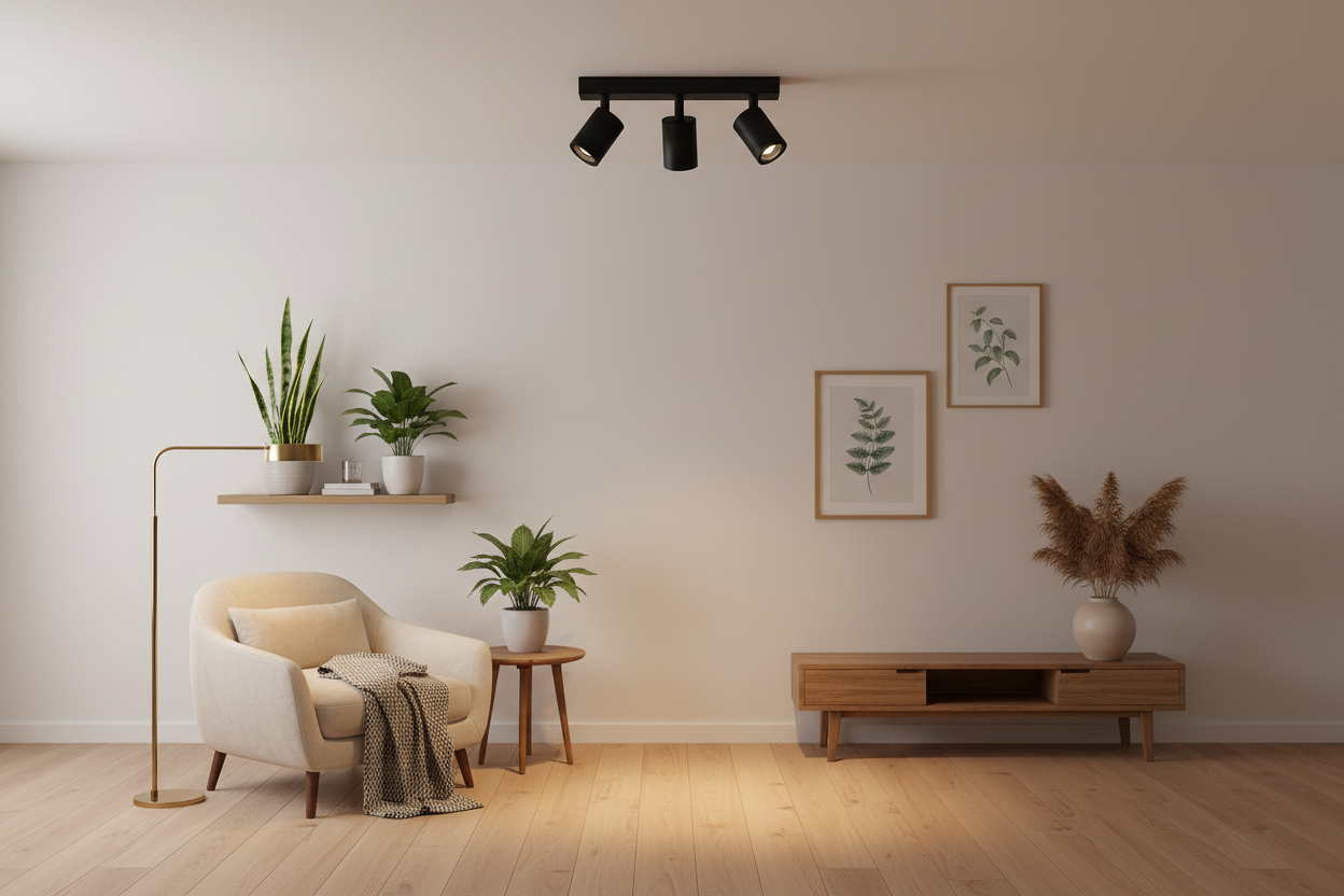 Aplique Foco Triple Negro GU10 con Ampolletas – Iluminación Moderna Direccionable