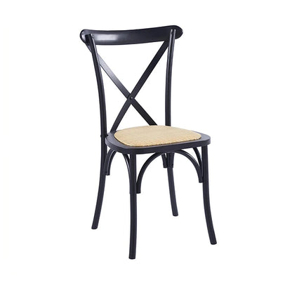 Pack 4 Sillas Crossback Madera Rattan