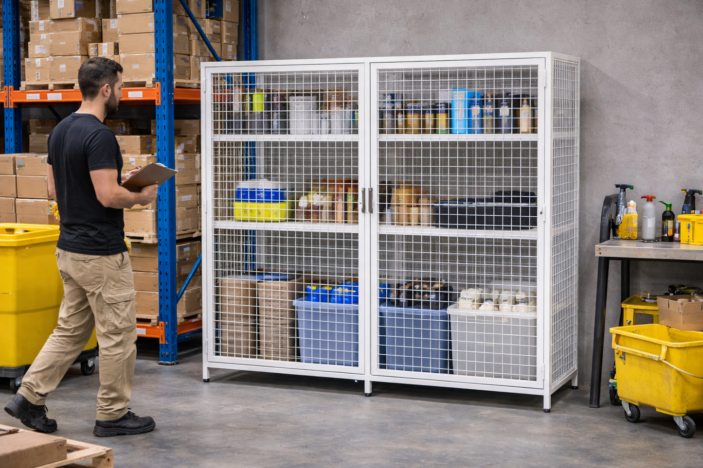 Estantería Jaula Metálica Industrial | Rack Cerrado para Bodega | Mingenio Chile