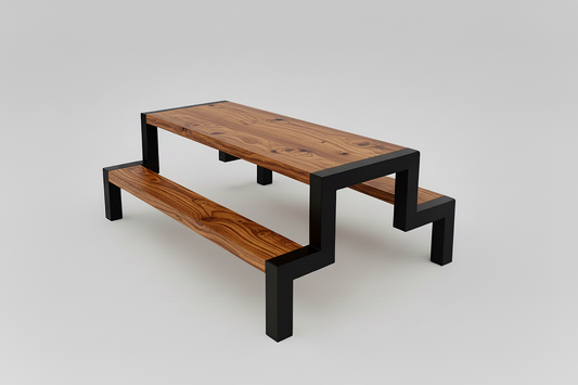 Mesa Picnic Exterior Patagonia – Mesa de Madera con Bancas para Terraza y Quincho