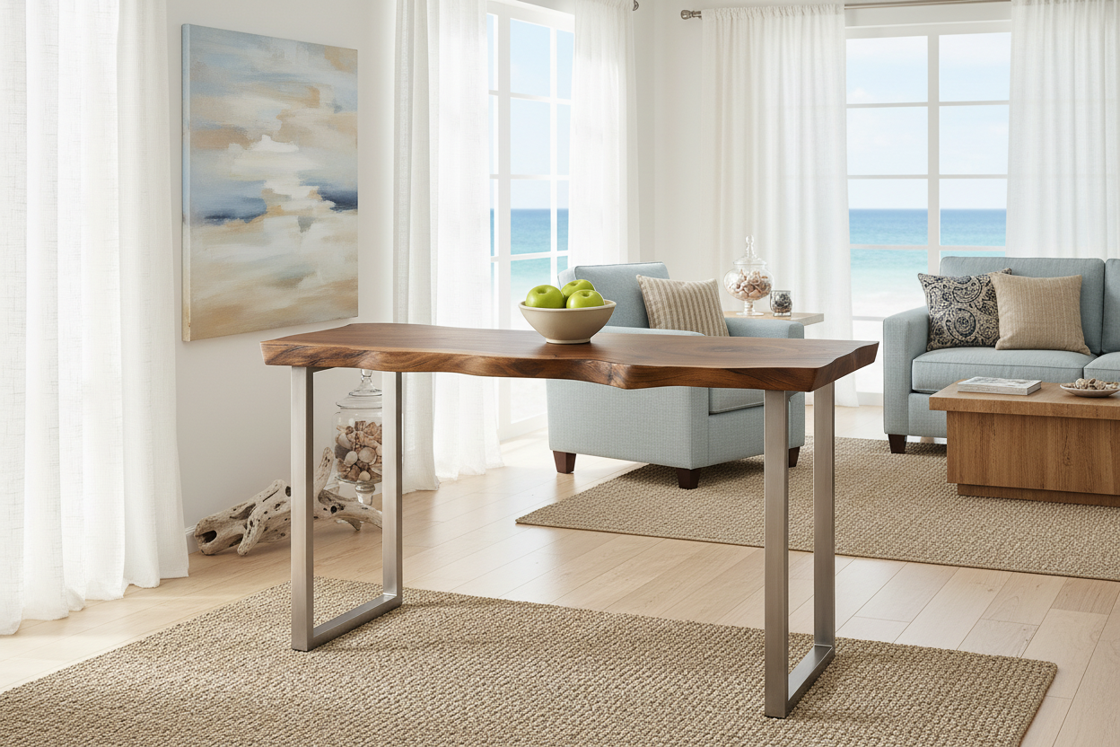 Arrimo Rústico Petrohué 183 cm – Mesa de Arrimo de Madera Natural Estilo Patagónico