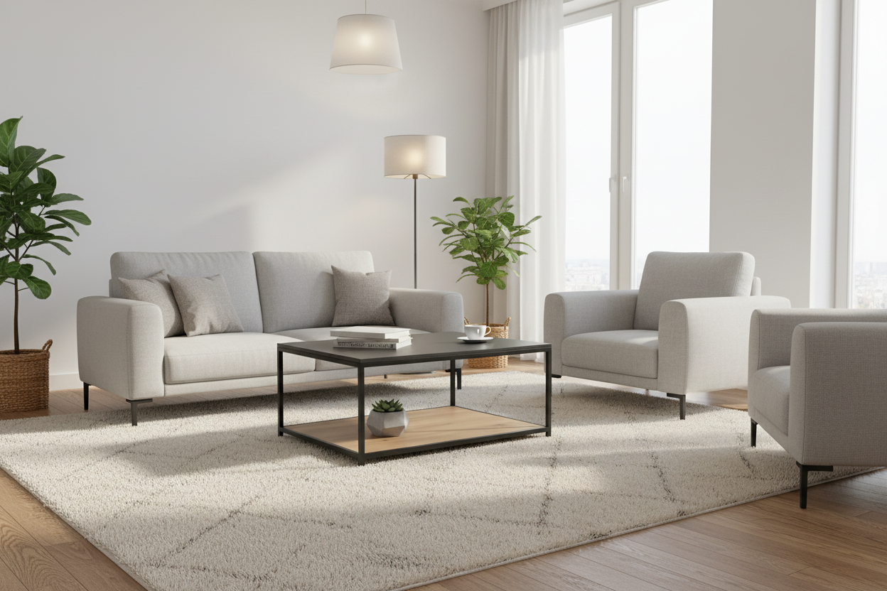 Mesa de Centro metal madera Roble Americano