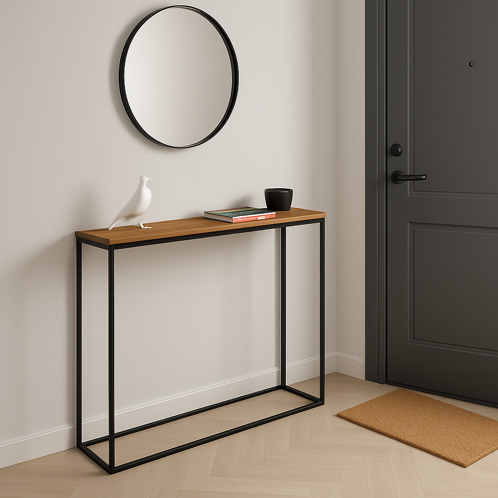 Arrimo Florence en Lenga – Mesa de Arrimo de Madera Natural Estilo Rústico Moderno