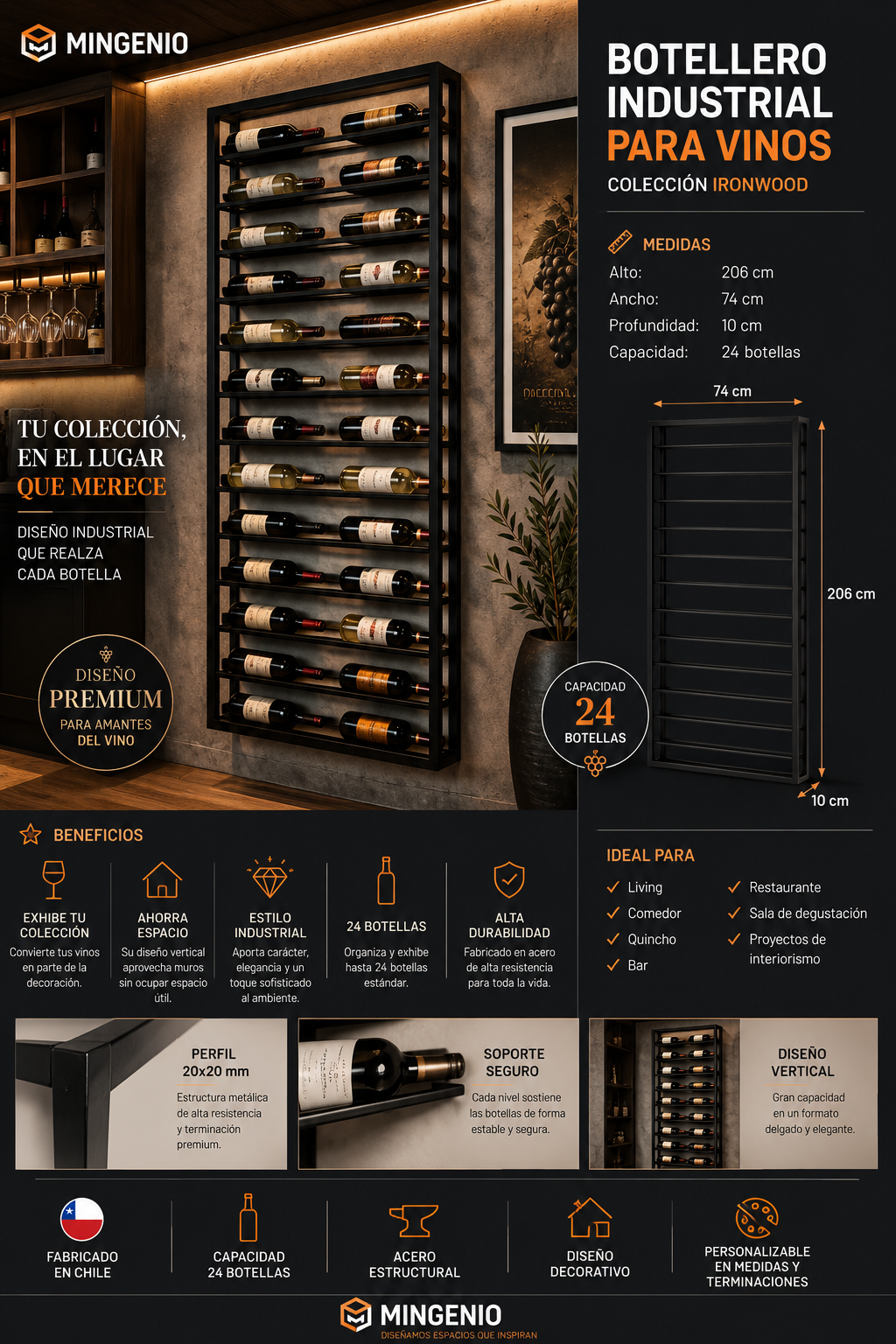 Estantería Industrial para Vinos y Decoración