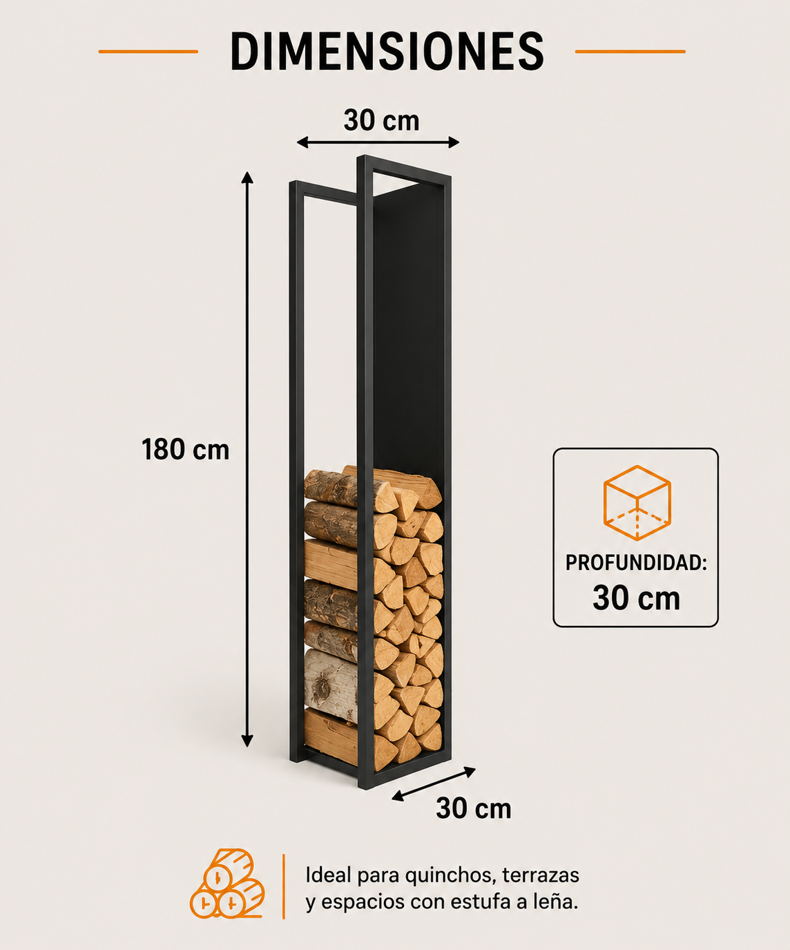 Leñero Metálico Industrial para Chimenea