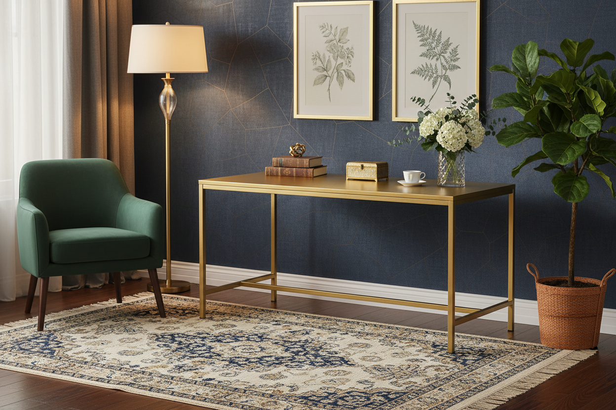 Mesa de Comedor Metálica dorada