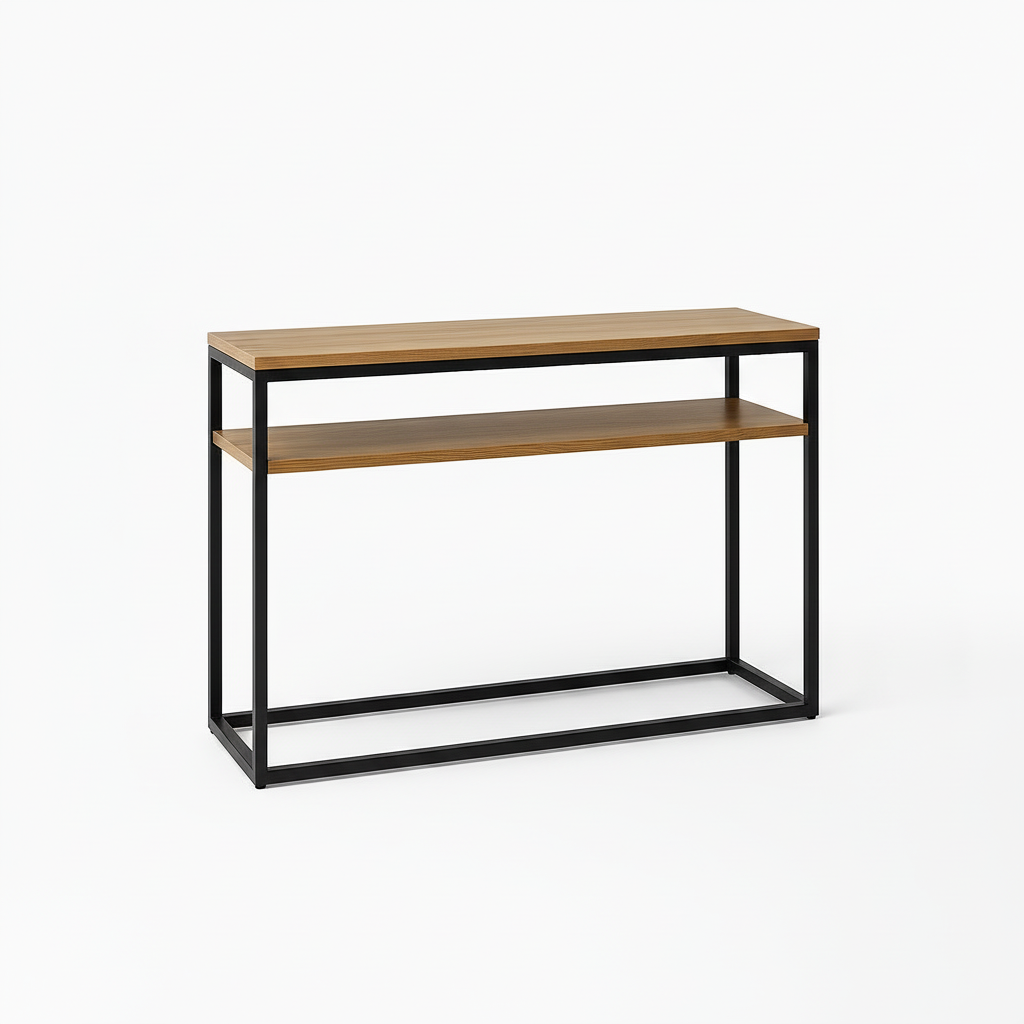 Consola Doble Cubierta Oak Loft Lenga – Mesa Arrimo de Madera y Metal Estilo Industrial
