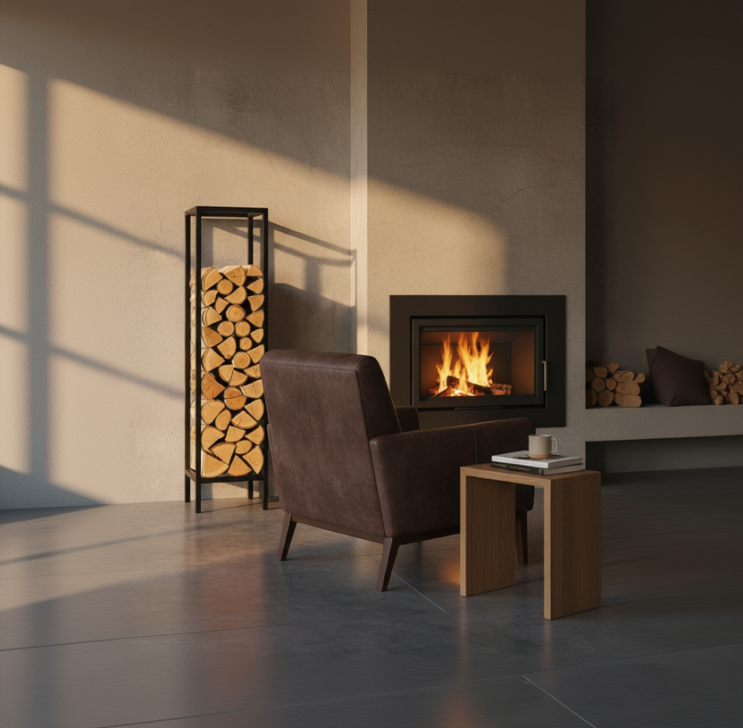 Estante Leñero Industrial de Metal para Chimenea