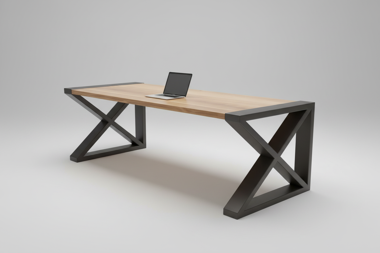 Escritorio Robust de Pino Macizo – Escritorio Industrial de Madera para Home Office