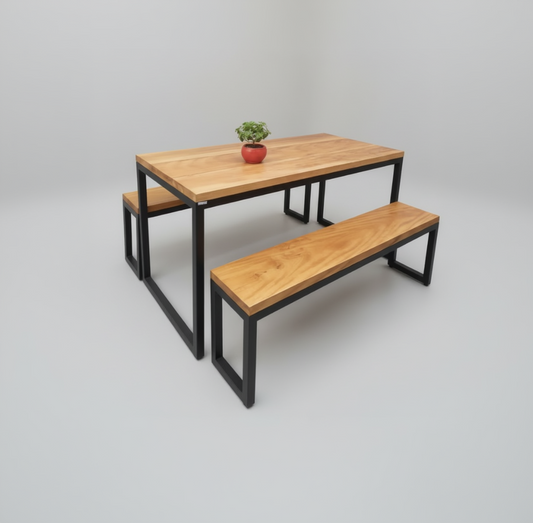 Comedor de Terraza Orio Pino – Mesa Exterior de Madera Natural para Quincho y Patio