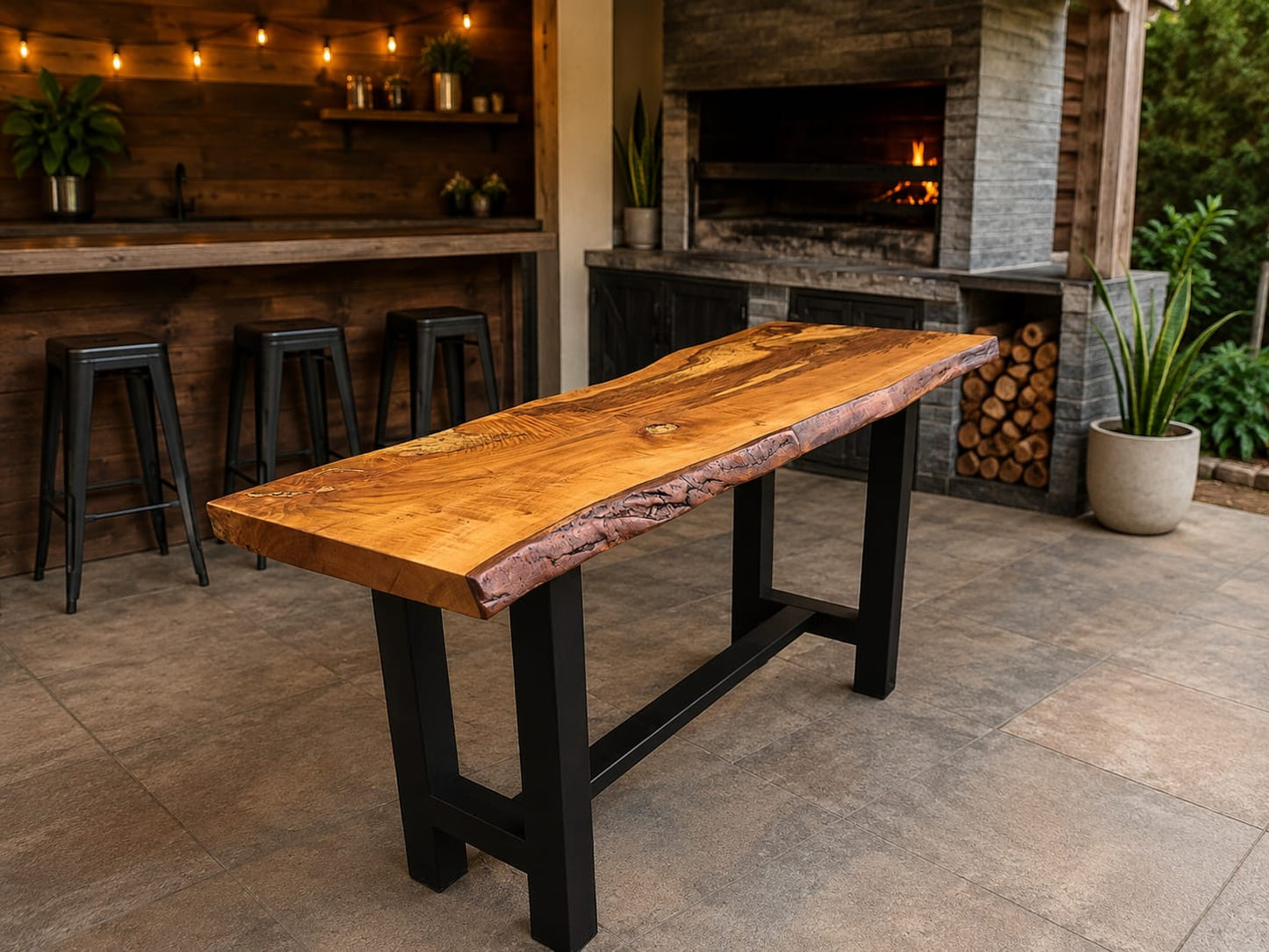 Mesa alta de bar madera rústica Tenquehuén