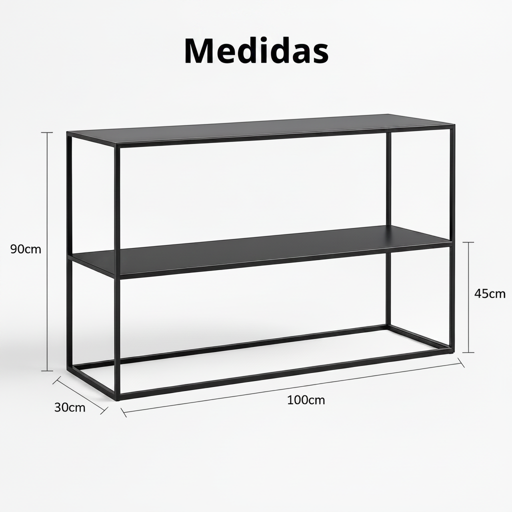Recibidor Industrial de Acero Negro para Entrada de Hogar - medidas