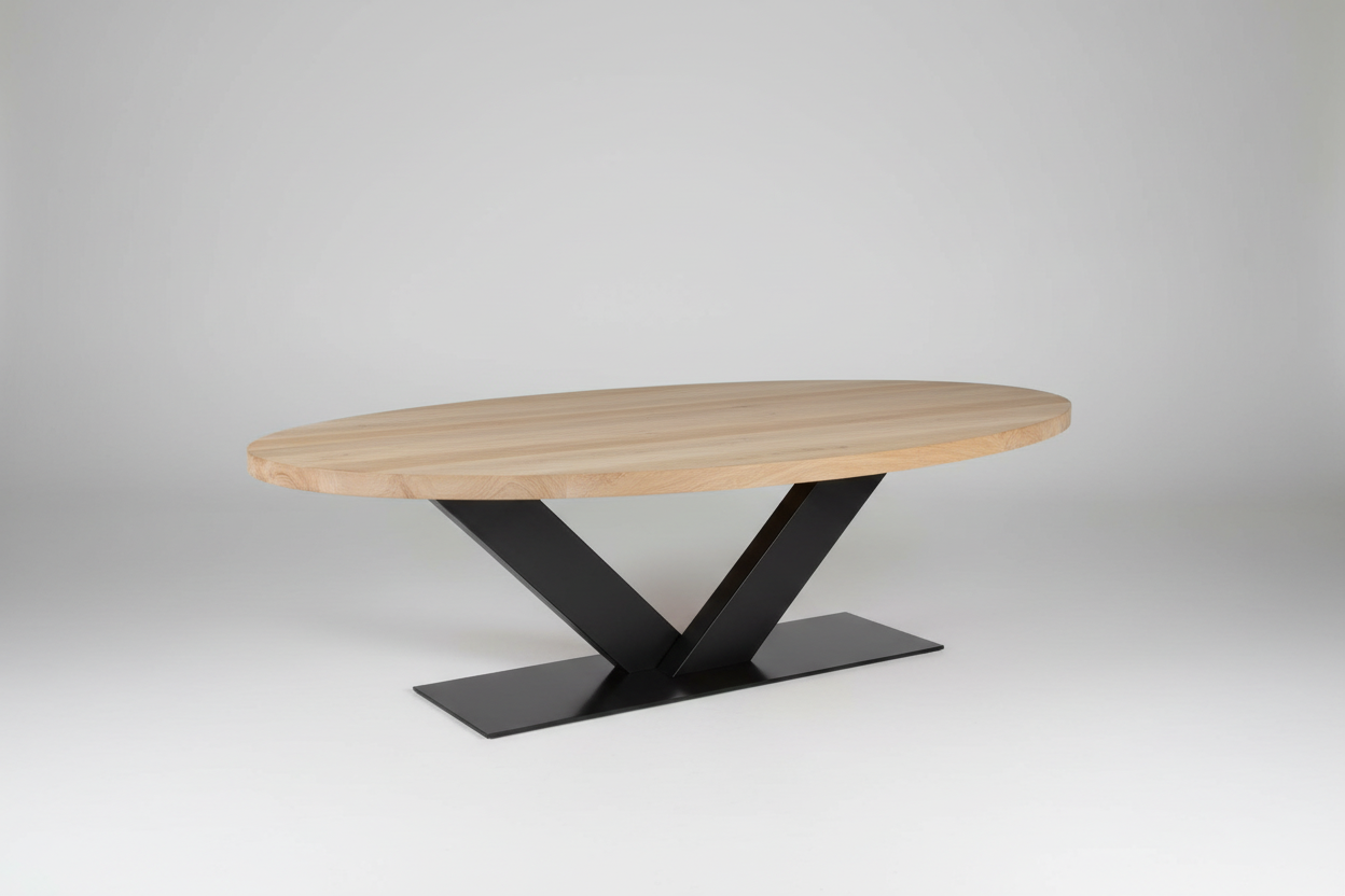 Mesa de comedor metal madera Ovalada OVO