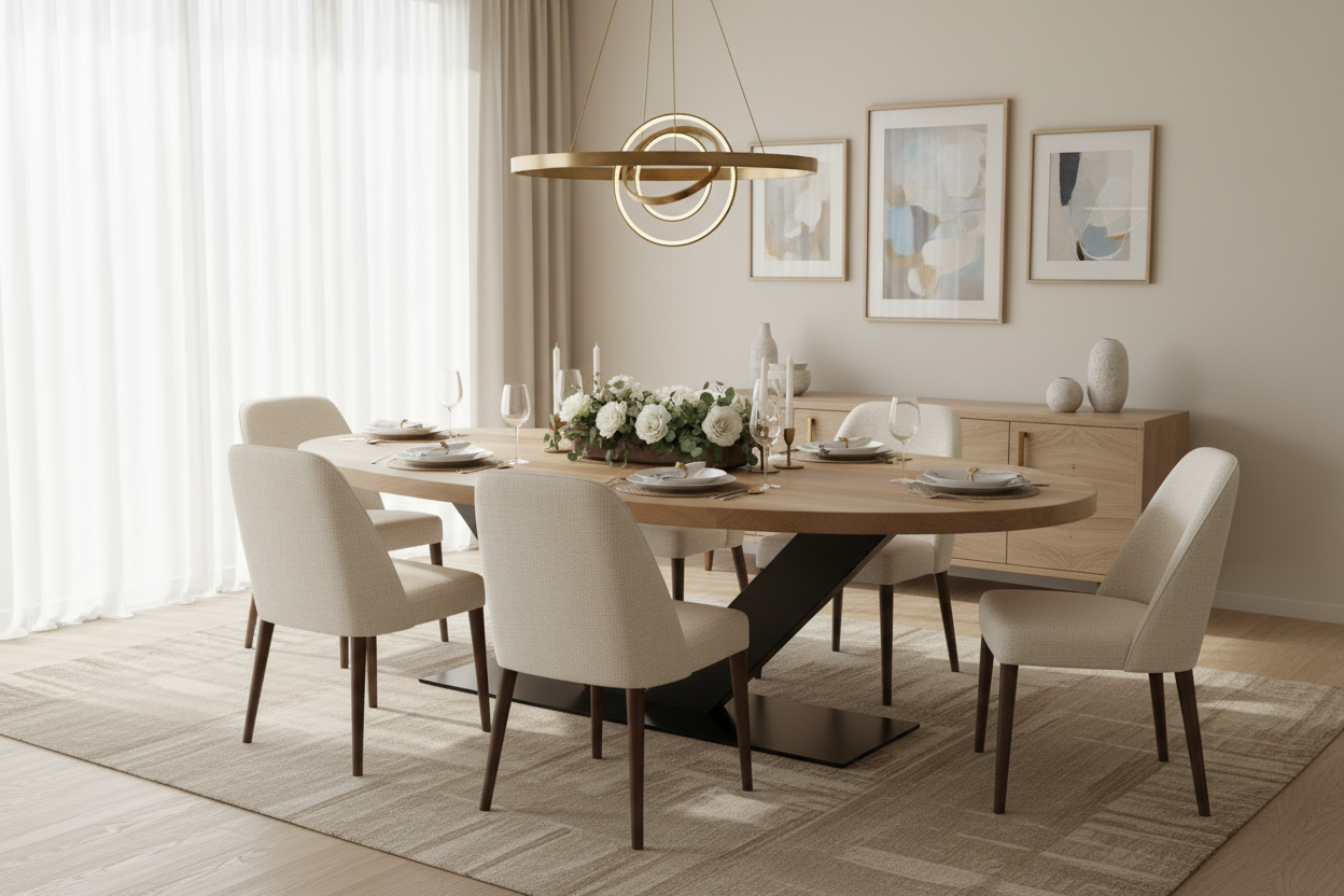 Mesa de comedor metal madera Ovalada OVO