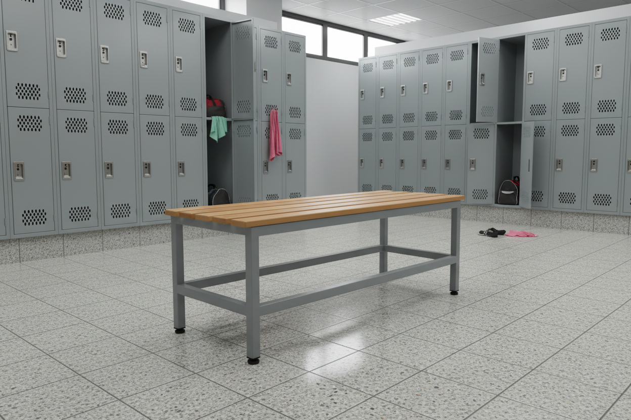 Banca de Madera y Metal 120x45x45 cm – Banca Ironwood Moderna para Interior