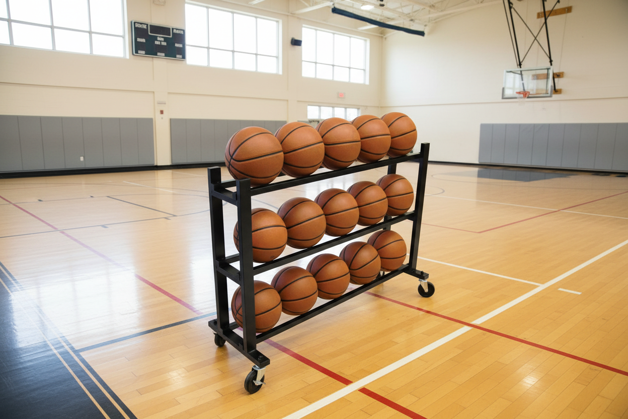 Carrito Organizador para Balones – Carro Porta Balones para Gimnasios y Colegios