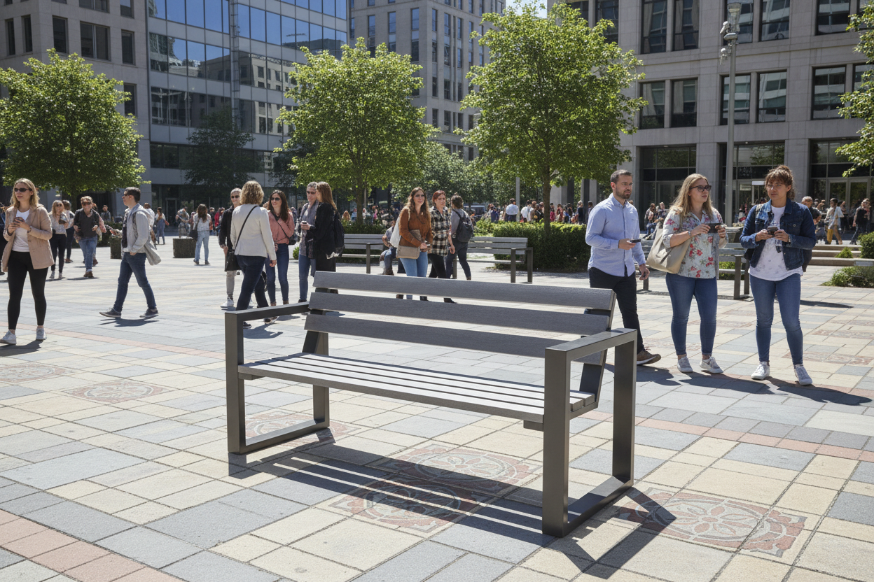 Banca de Parque Metálica Fausto – Banca Urbana Resistente para Plazas y Espacios Públicos
