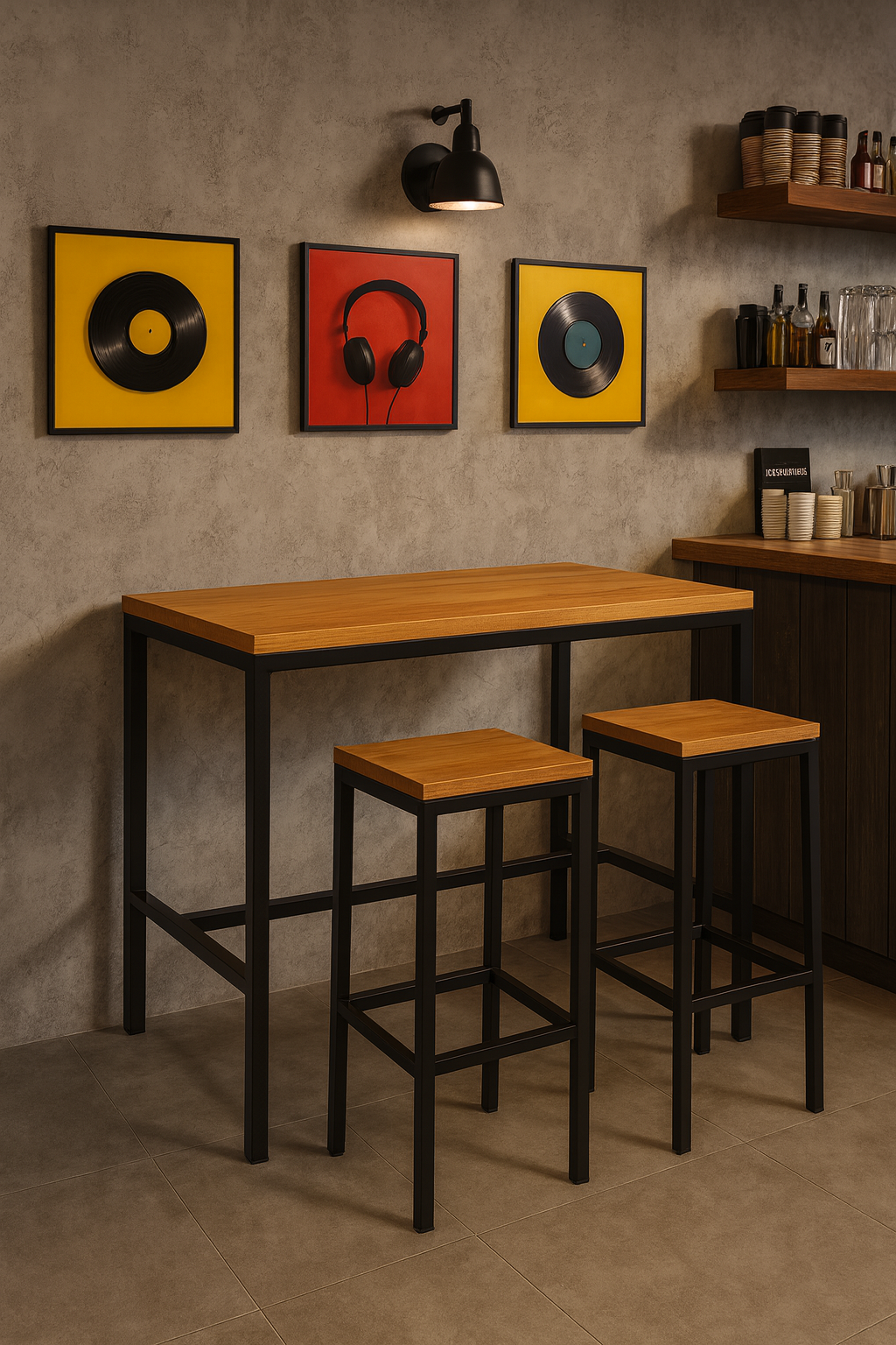 Mesa Bar industrial madera rústica