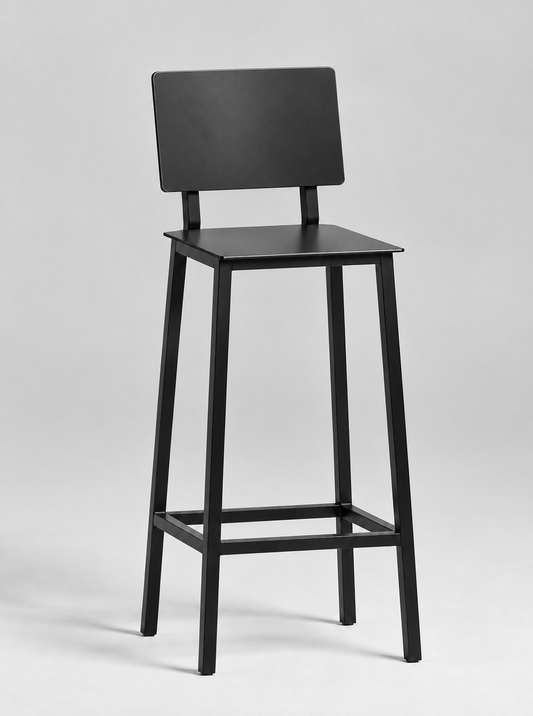 Silla alta Alicia negra 100% metal, asiento y respaldo de acero 4 mm, imagen conceptual