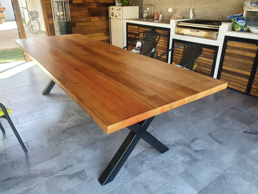 mesa de comedor de madera estilo industrial, Mesa Xavier, mesa para 6